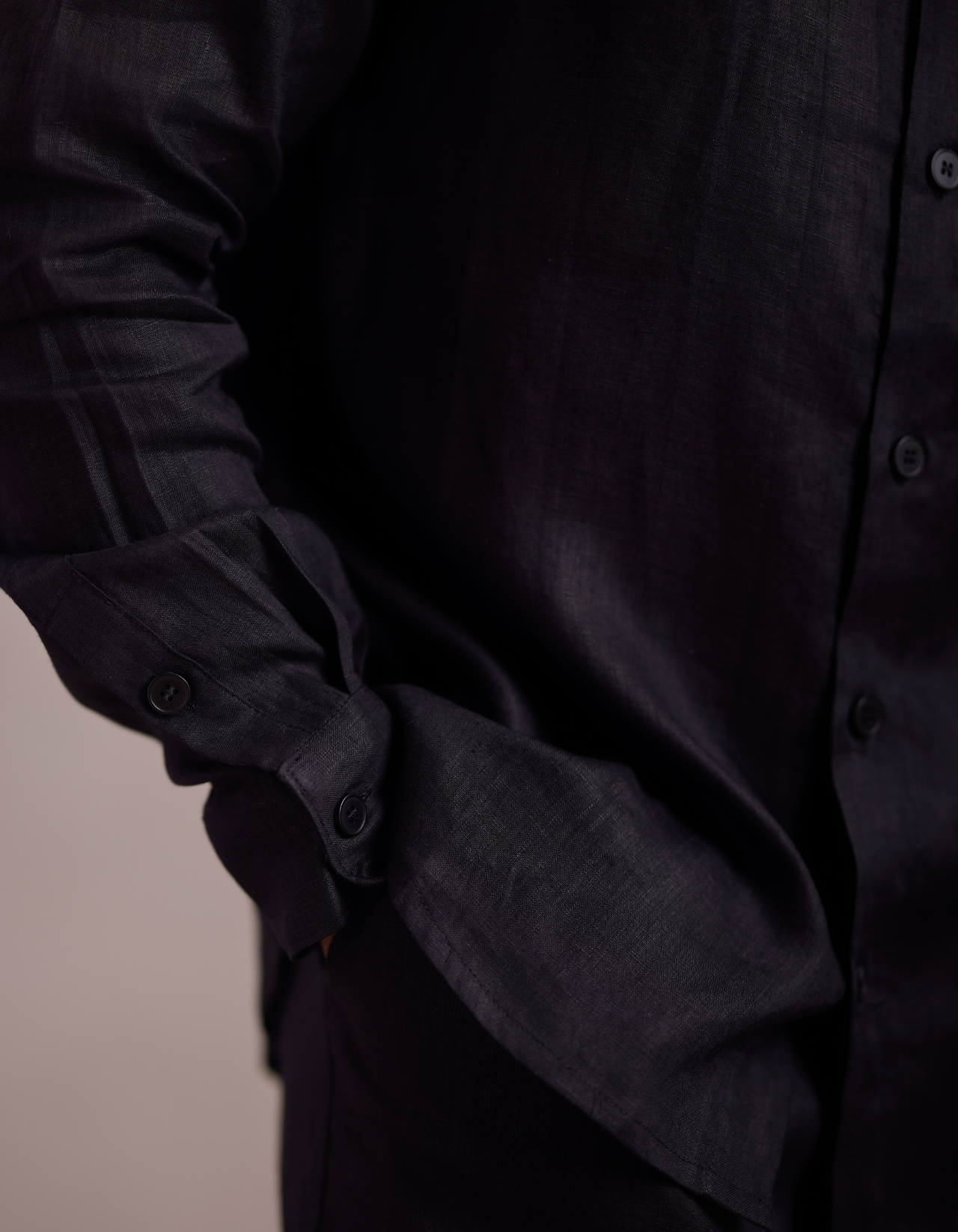 BLACK LINEN WIDE LEG PANTS