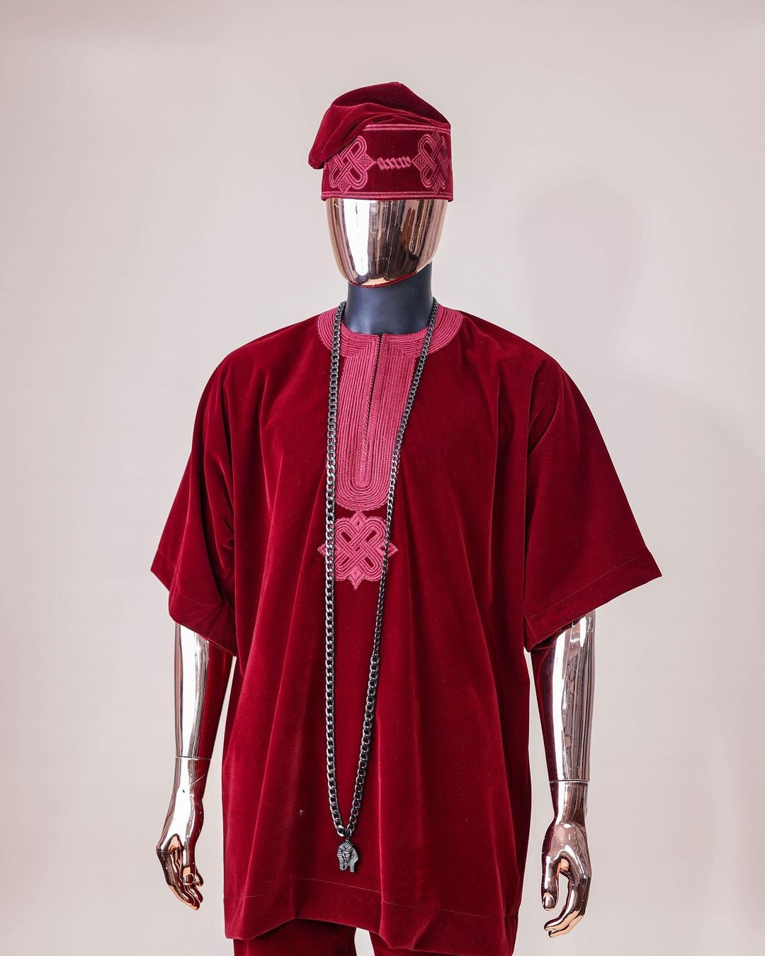 Red Velvet Sacramento Agbada Kaftan by DavidScott