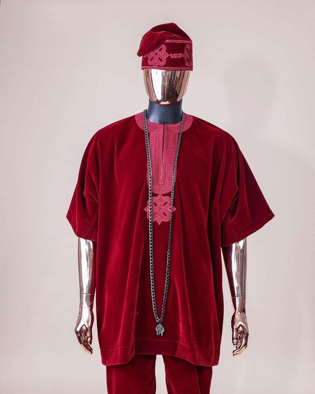 Red Velvet Sacramento Agbada Kaftan by DavidScott