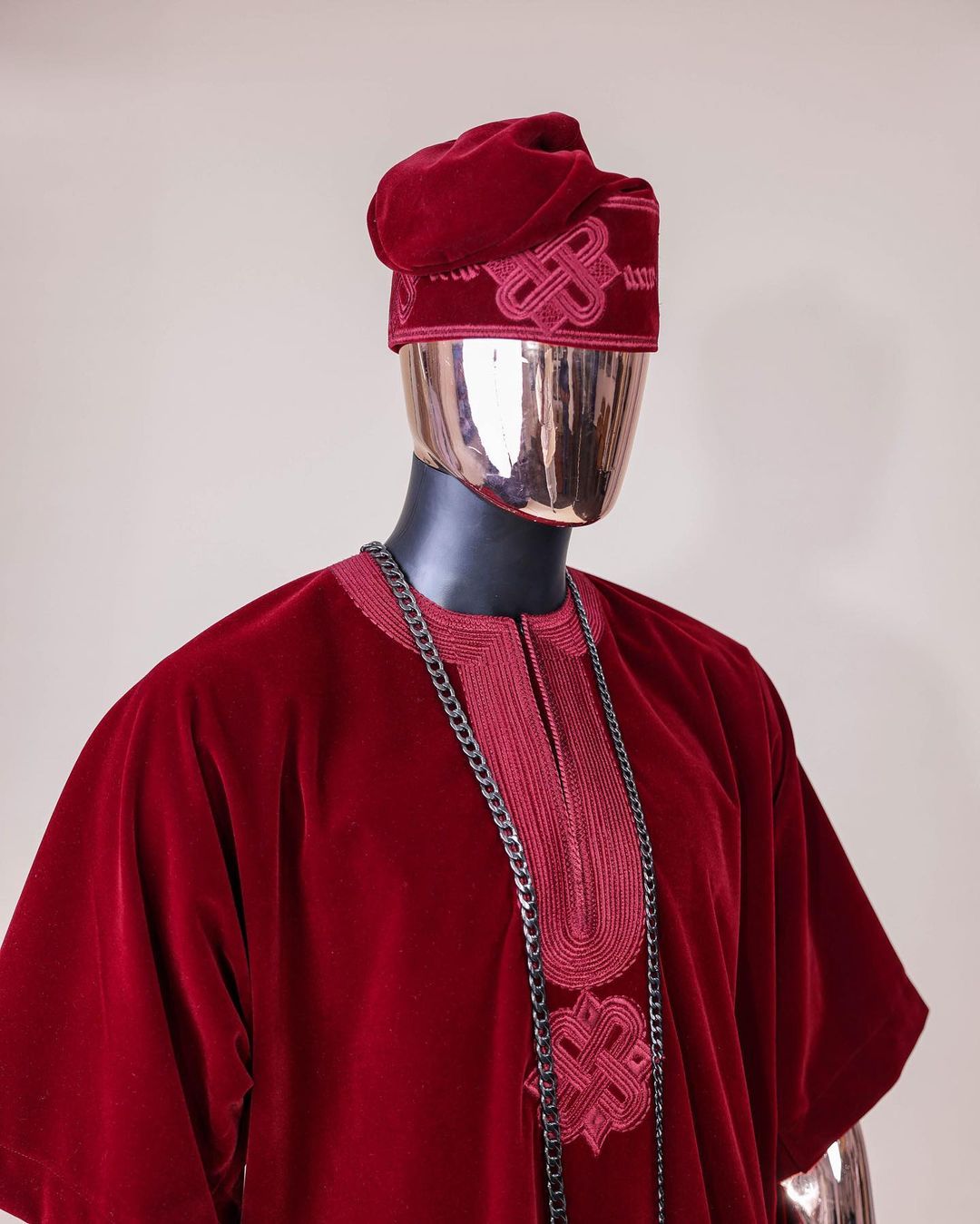 Red Velvet Sacramento Agbada Kaftan by DavidScott