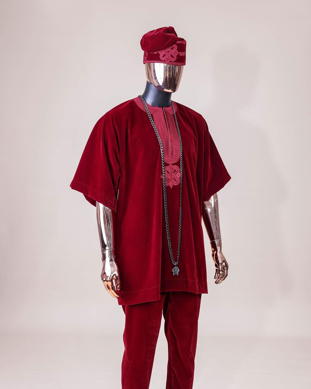 Red Velvet Sacramento Agbada Kaftan by DavidScott