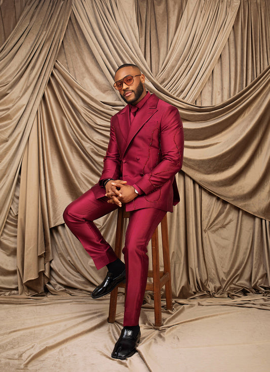 Walk Like a Gentleman, Feel Like a King Wearing David Scott’s Imperial Crimson Wine Double-Breasted Suit