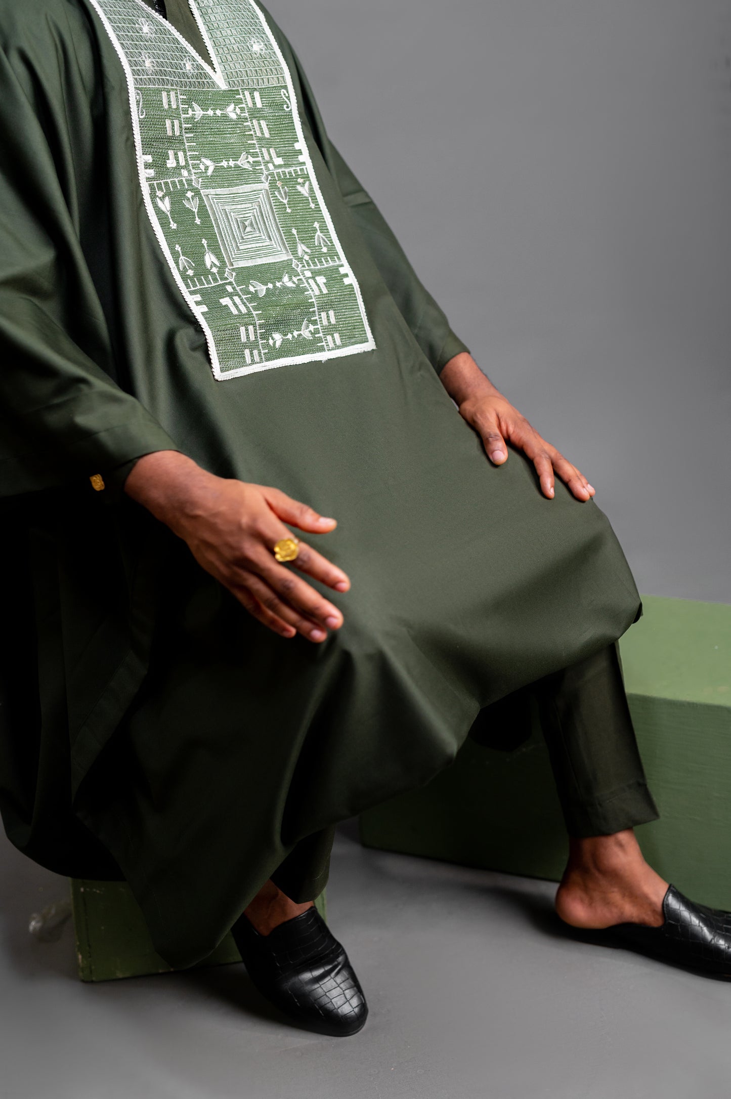 Green Palisade Jacquard Agbada David Scott