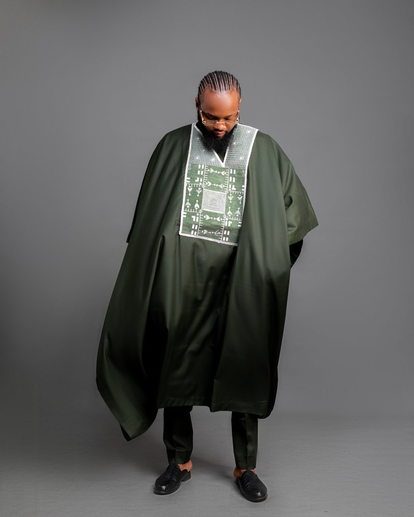 Green Palisade Jacquard Agbada David Scott