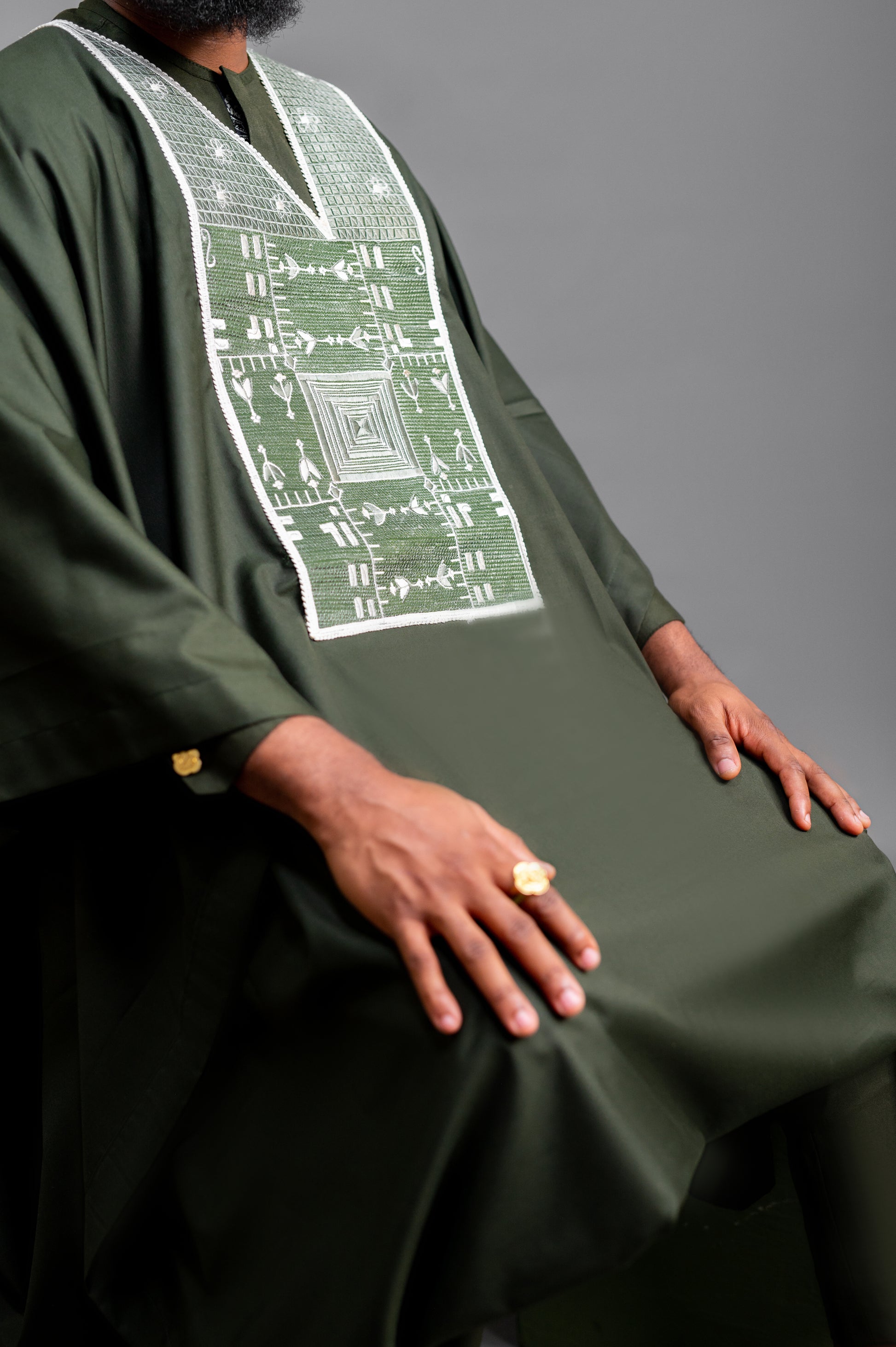 Green Palisade Jacquard Agbada David Scott