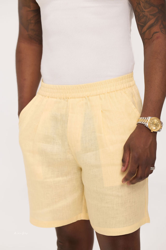 Butter Yellow Linen Short