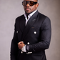 "Executive Edge" Black Pinstripe Double-Breasted Suit