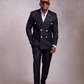 "Executive Edge" Black Pinstripe Double-Breasted Suit