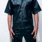 BLACK LEATHER CAMP SHIRT David Scott