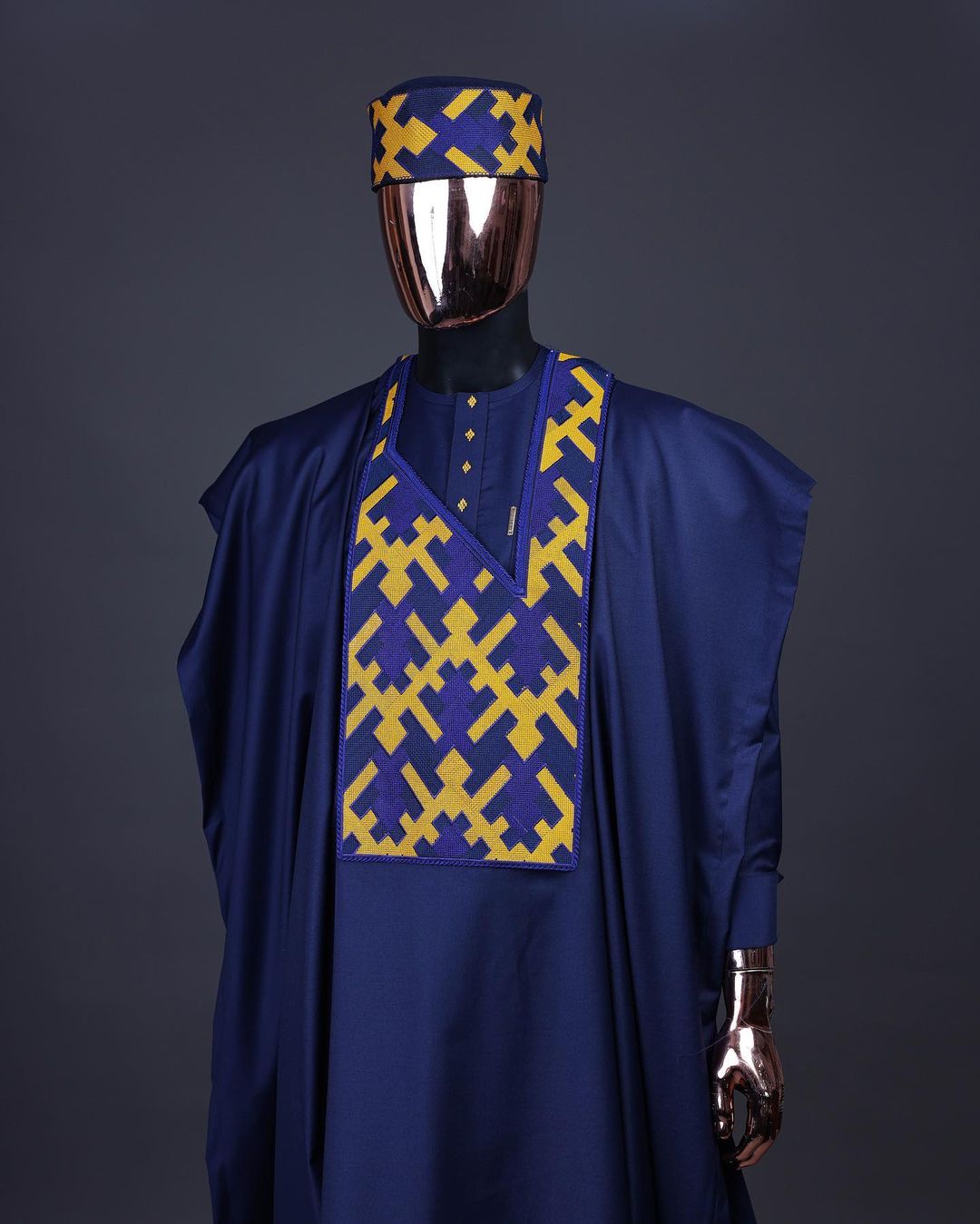 Blue Navy Textile Agbada David Scott