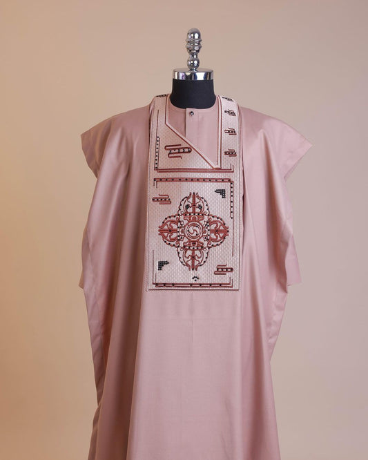 Mauve Cluster Embroidery Black Stone Details Agbada David Scott