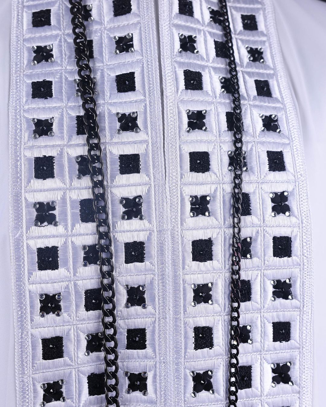 White Dotted Embroidery Agbada David Scott