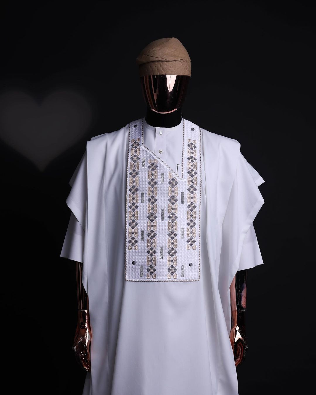 White Interwoven embroidery with Stone detail