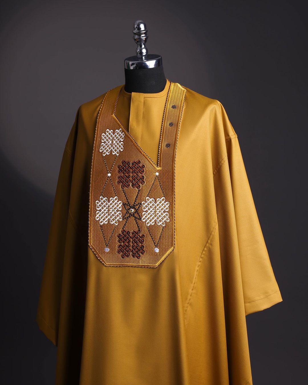 Mustard Yellow Embroidered Agbada