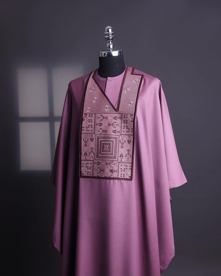 Mauve Embroidered Agbada David Scott