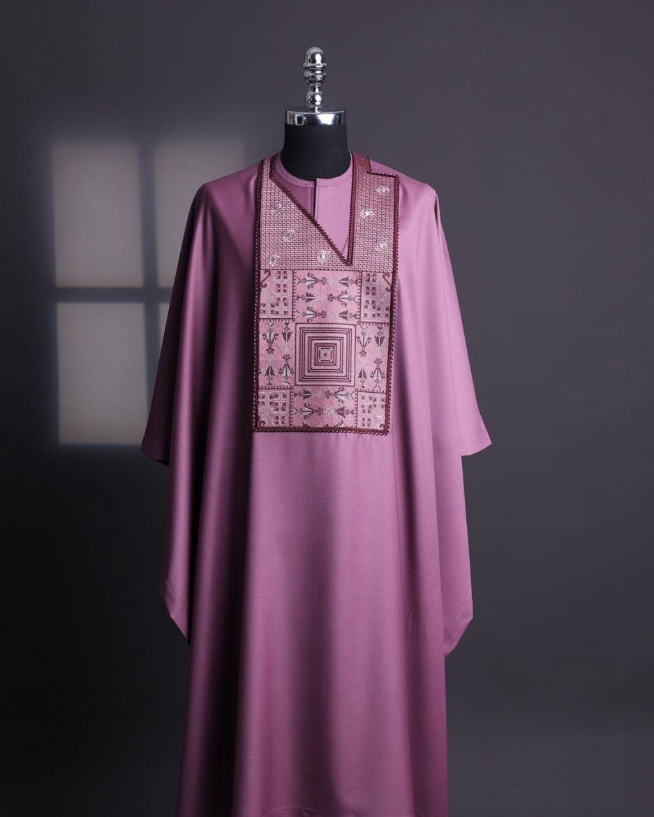 Mauve Embroidered Agbada David Scott