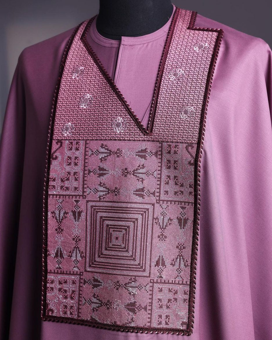 Mauve Embroidered Agbada David Scott