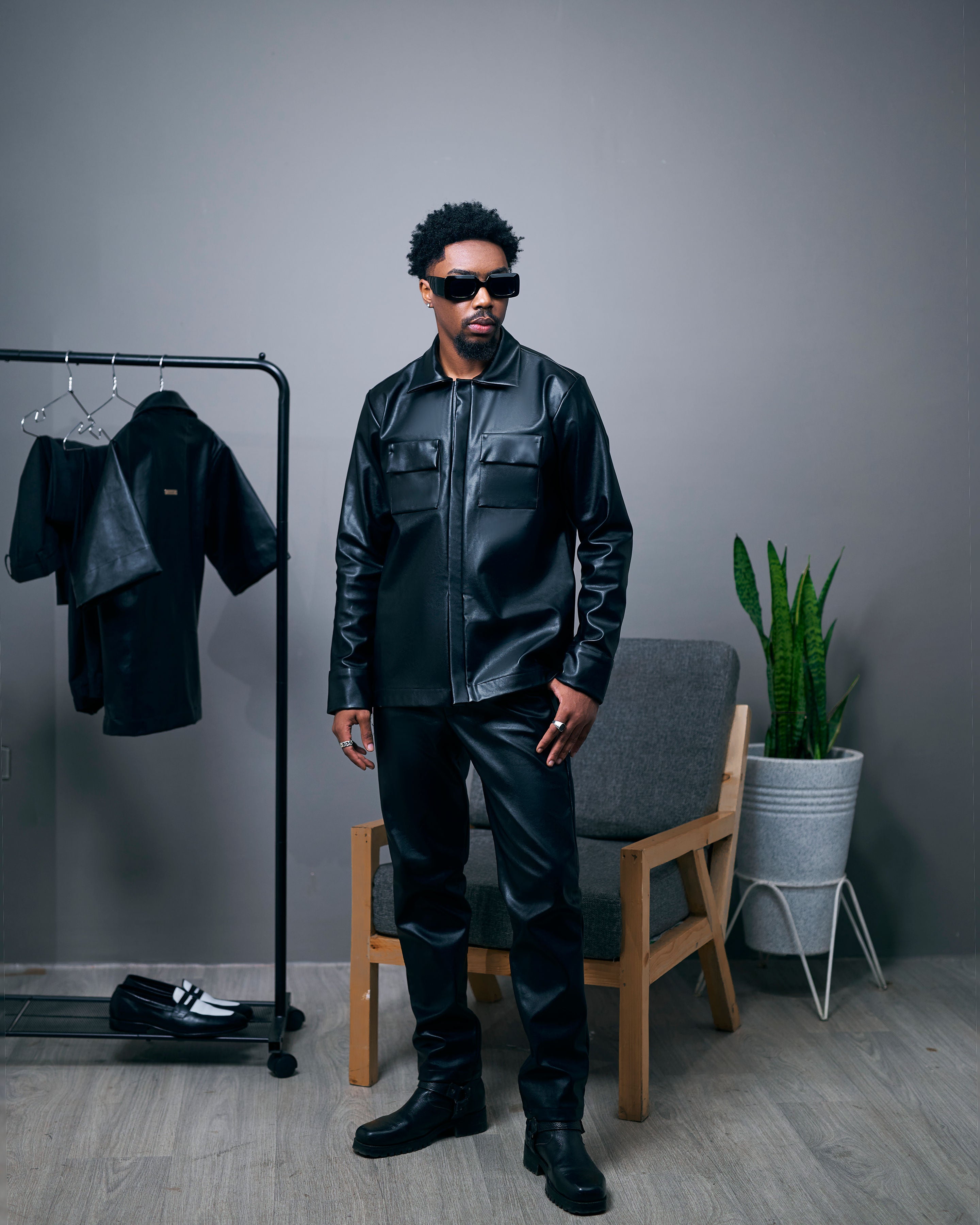 YOKE / Leather Shirt Jacket　ブラック　XSサイズ YOKE ヨークLeather Shirt Jacket