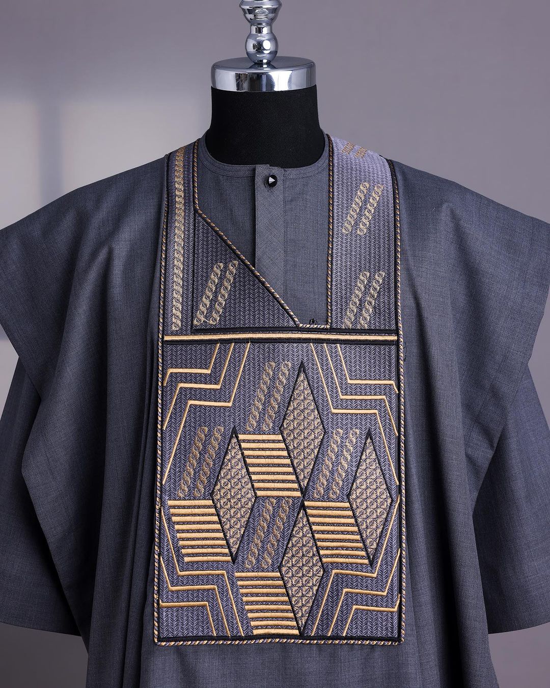 Grey Infused Squared Agbada David Scott