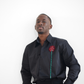 Black Crystal Rose Collared Shirt