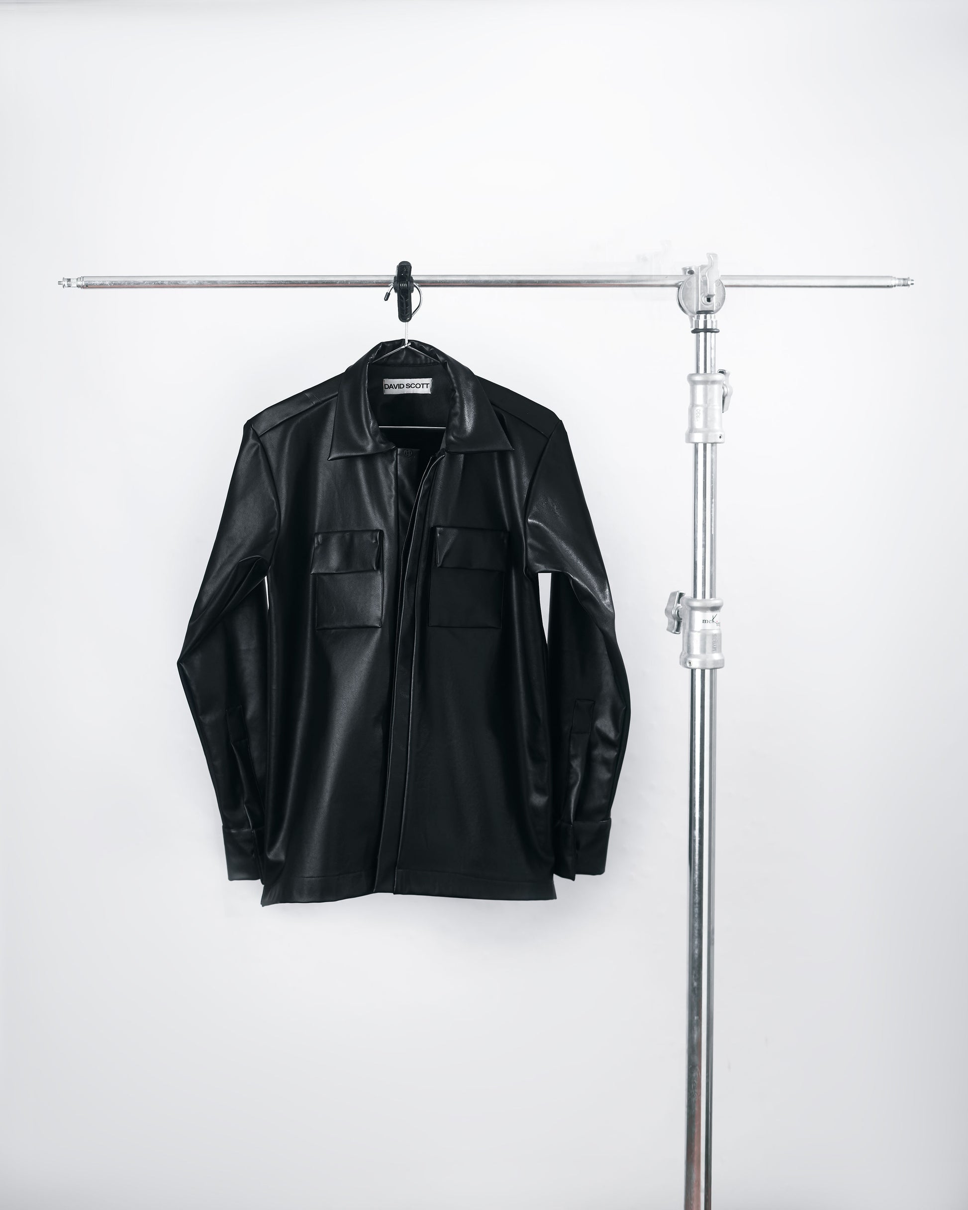 BLACK LEATHER SHIRT JACKET David Scott