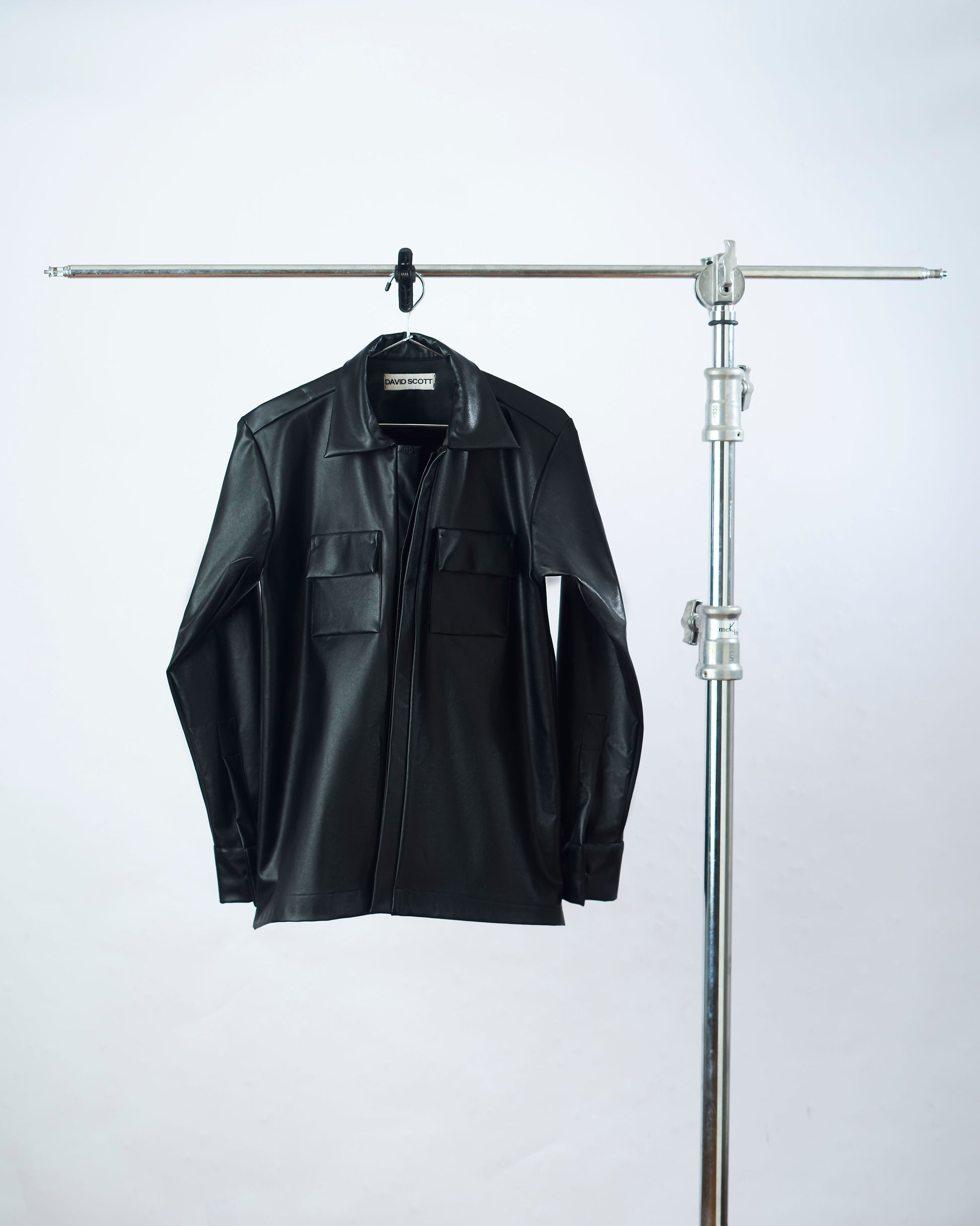 BLACK LEATHER SHIRT JACKET David Scott