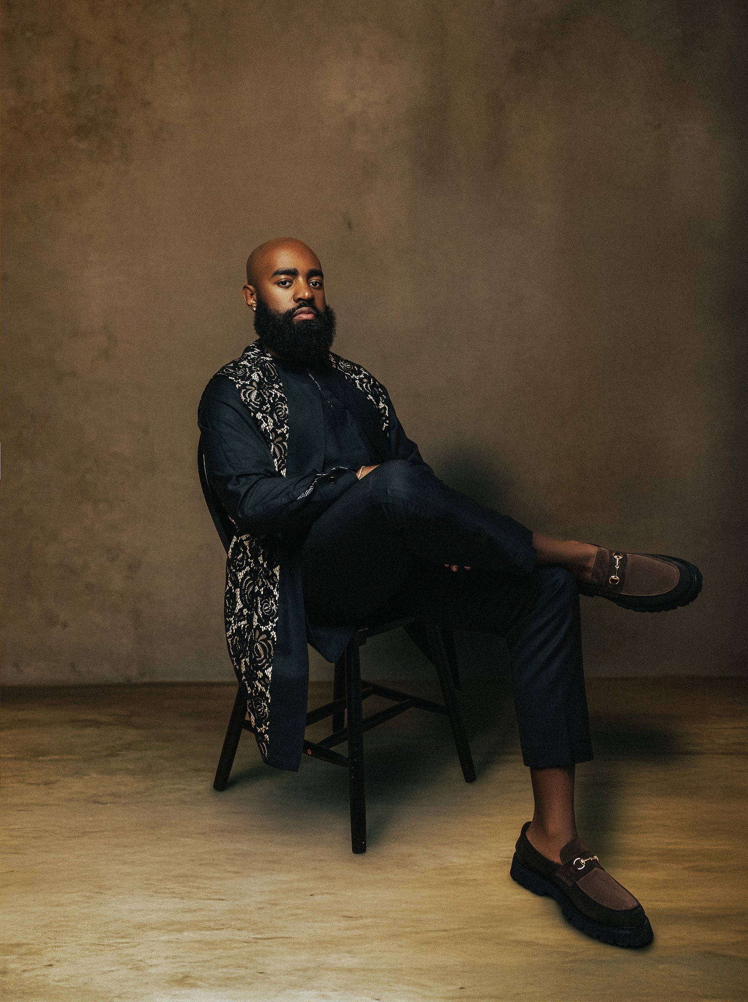 Black Acai Lace Jacket Agbada – David Scott