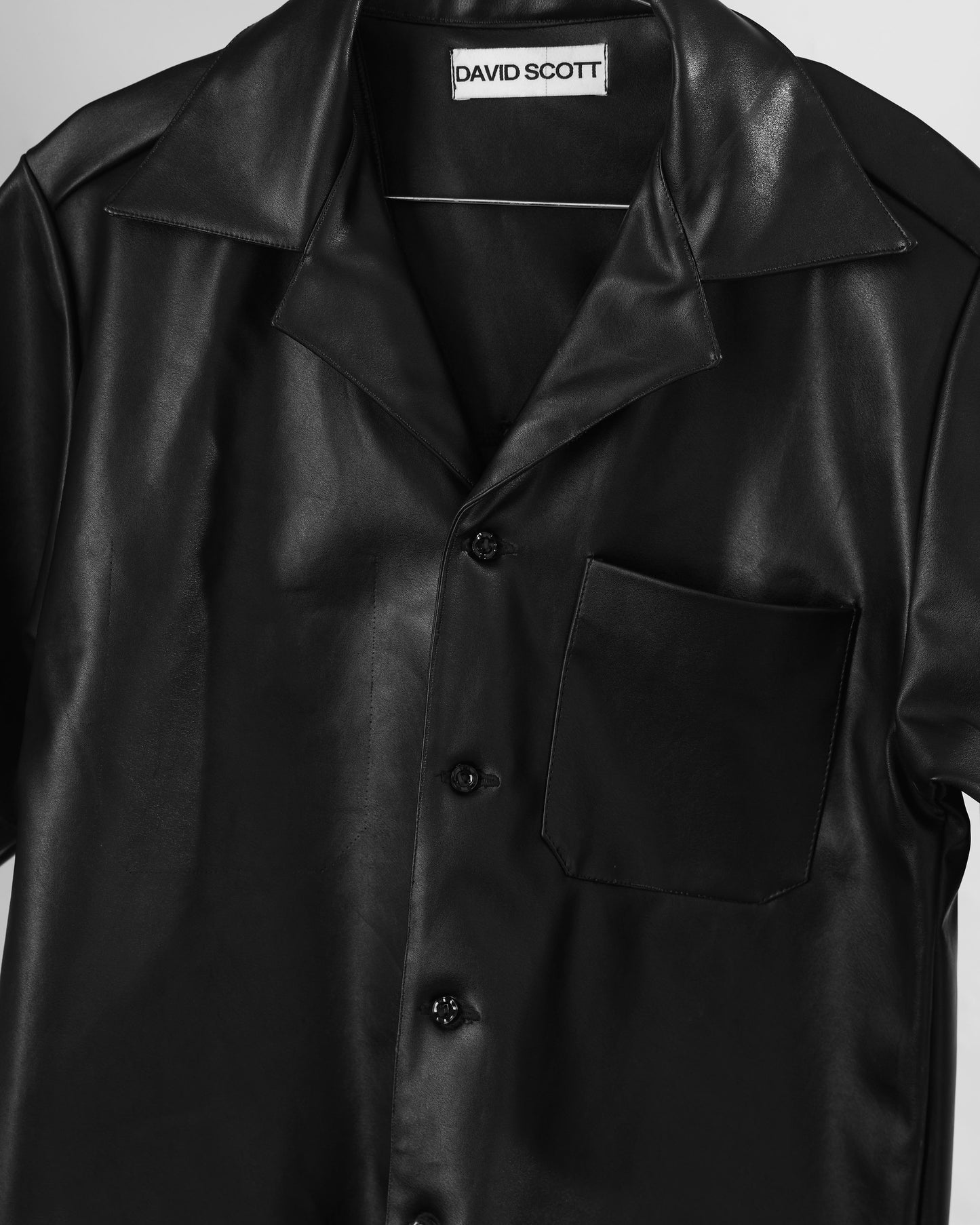 BLACK LEATHER CAMP SHIRT David Scott