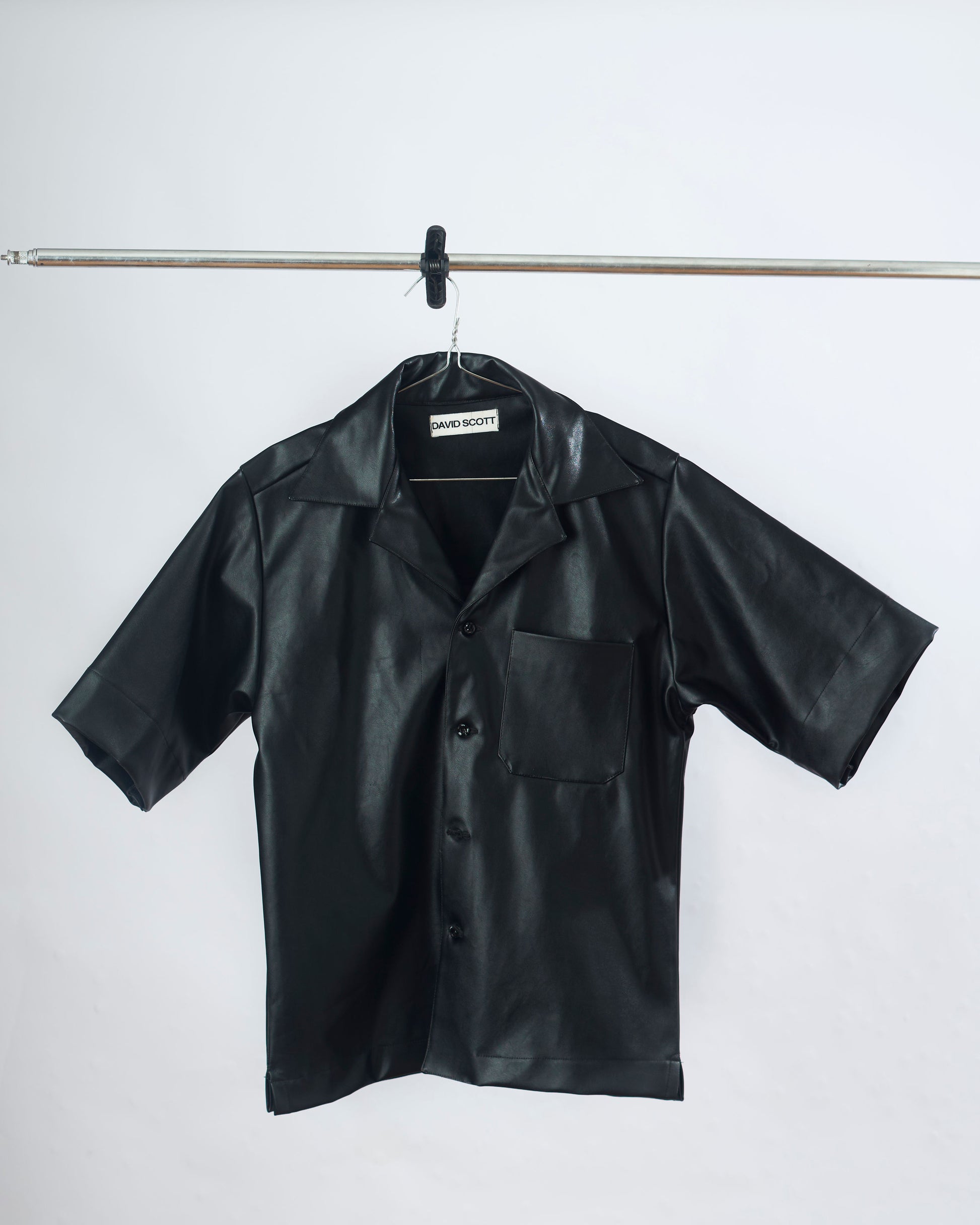 BLACK LEATHER CAMP SHIRT David Scott