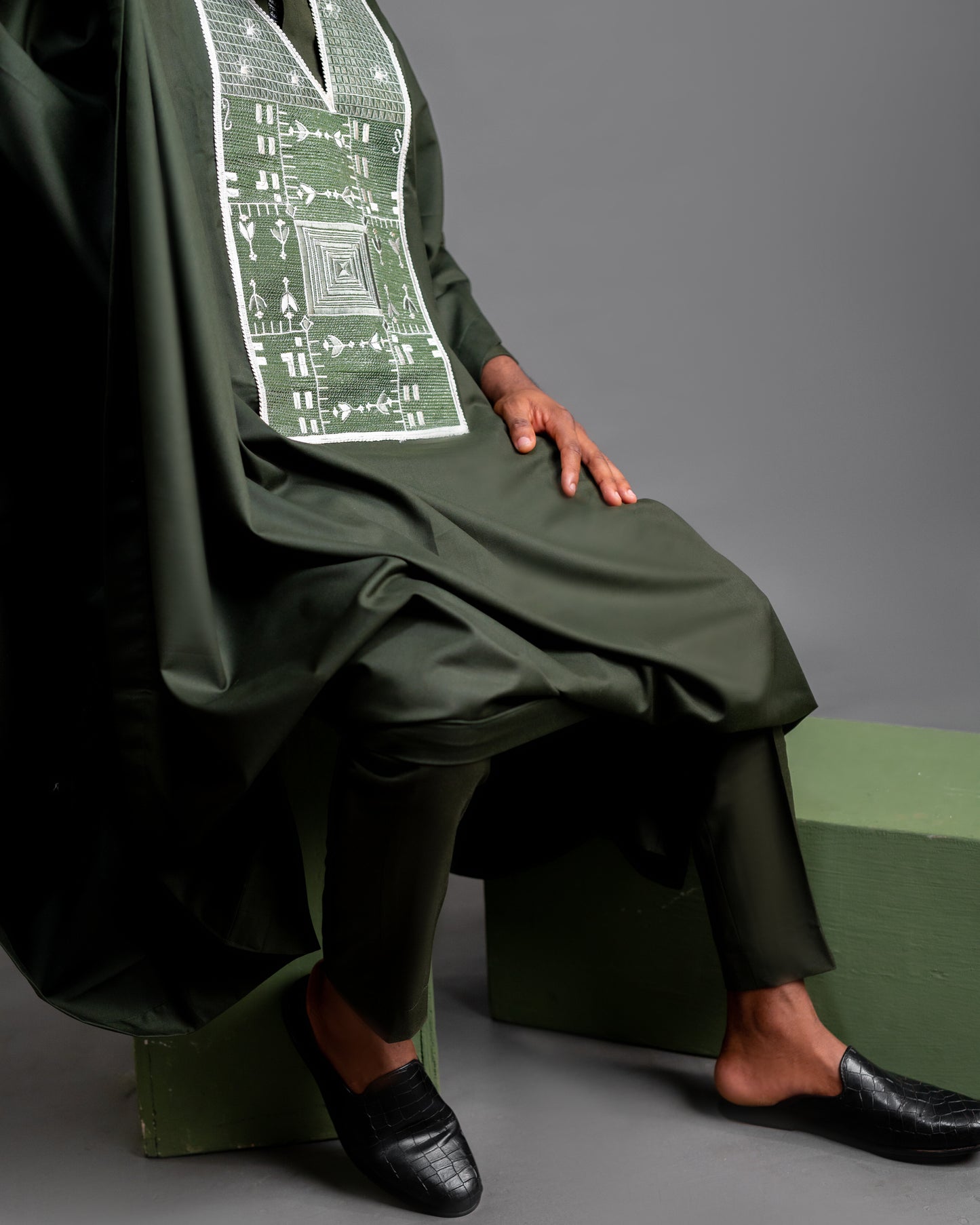 Green Palisade Jacquard Agbada David Scott