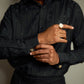 Black Cashmere Sequin Button Down Shirt David Scott