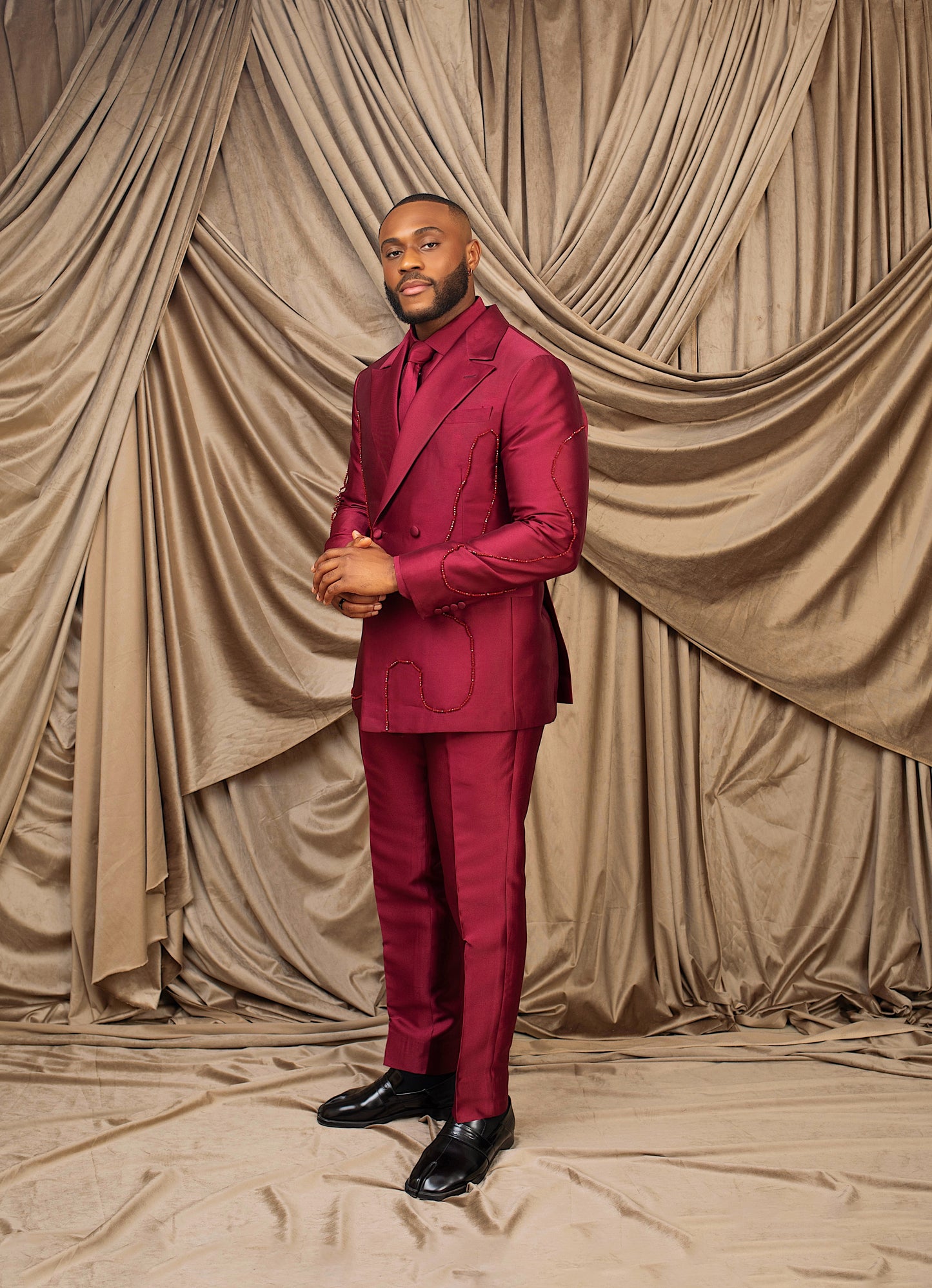 Imperial Crimson Wine Double breasted Suit
