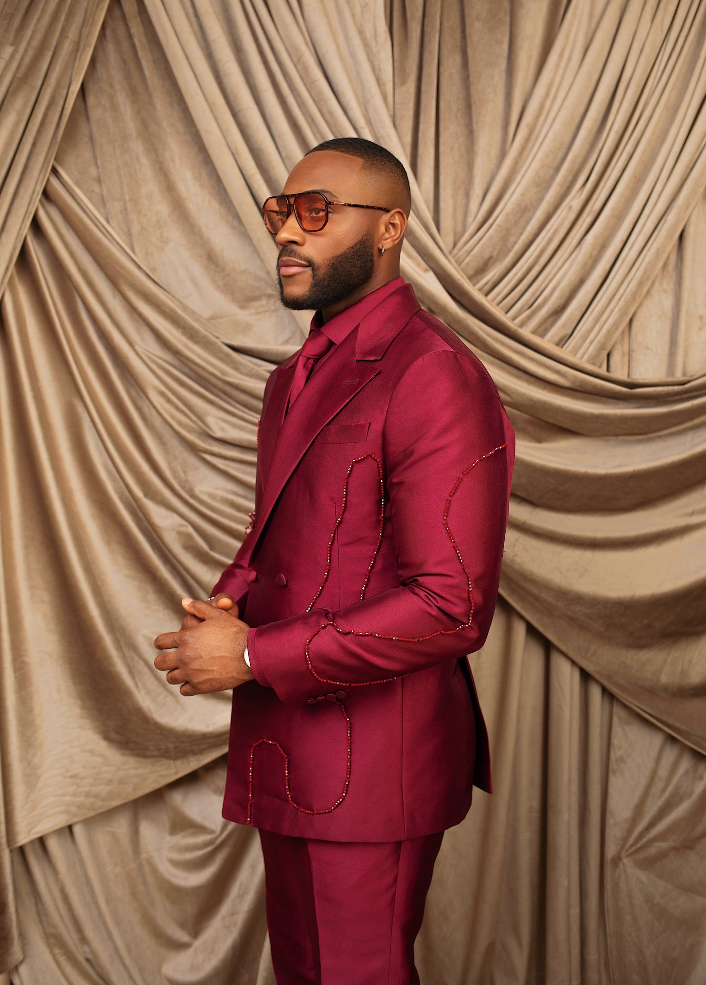 Imperial Crimson Wine Double breasted Suit