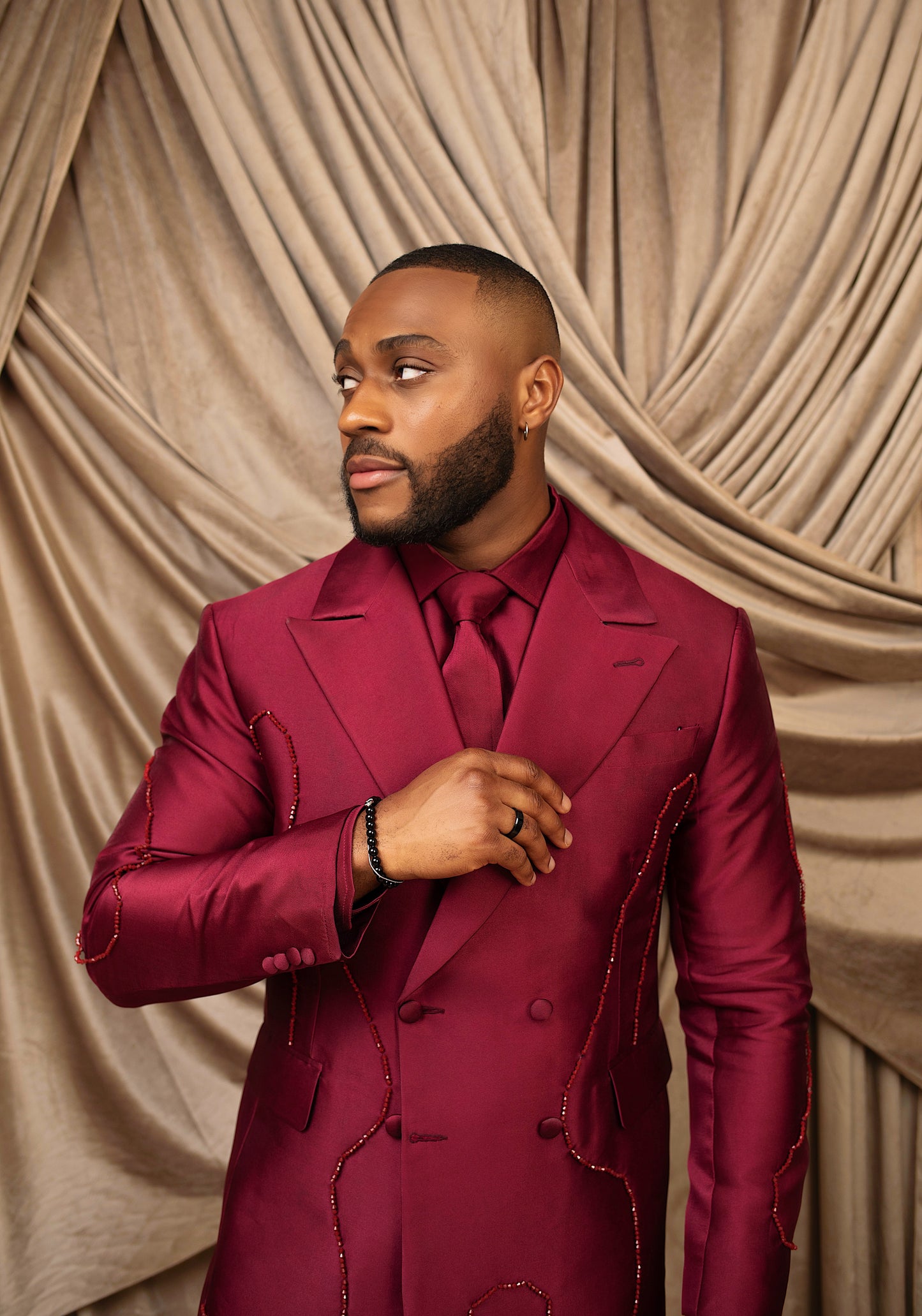 Imperial Crimson Wine Double breasted Suit