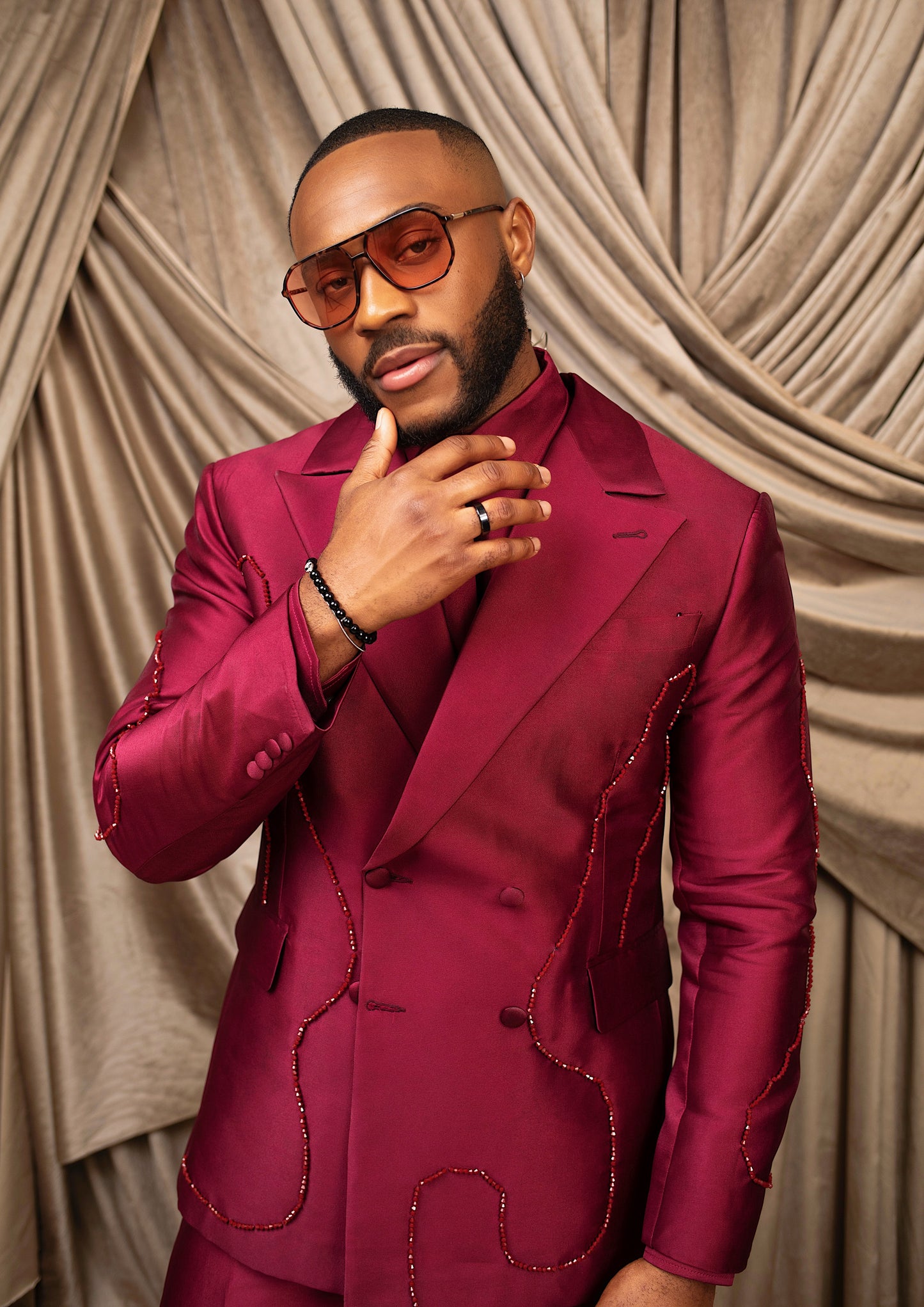 Imperial Crimson Wine Double breasted Suit