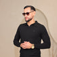 Black Long Sleeve Knit Polo