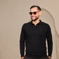 Black Long Sleeve Knit Polo