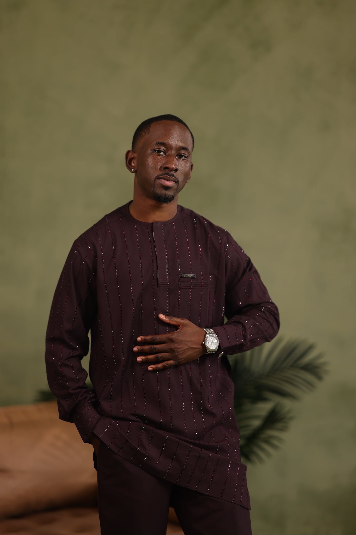 Brown Stoned Kaftan