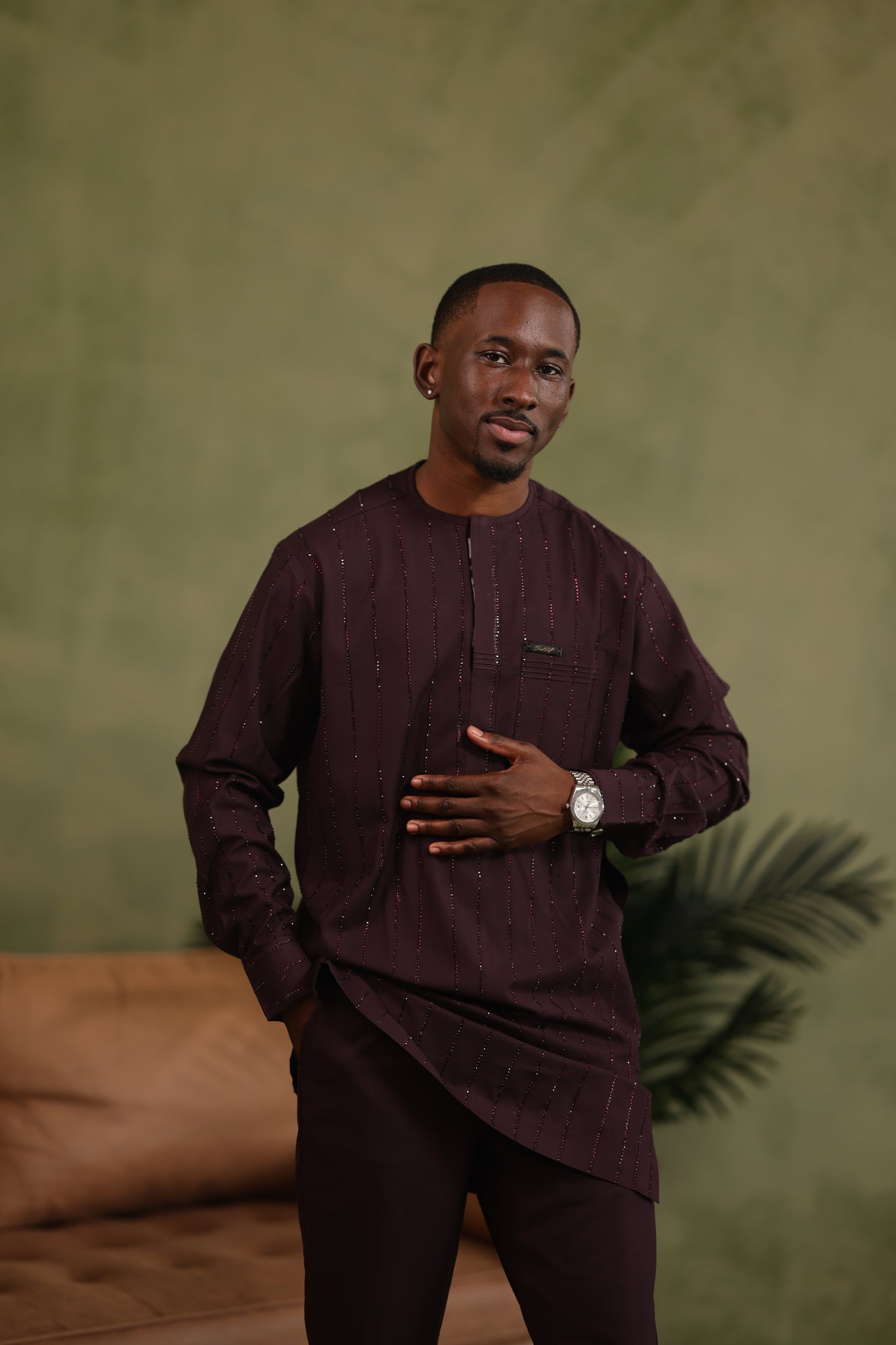 Brown Stoned Kaftan