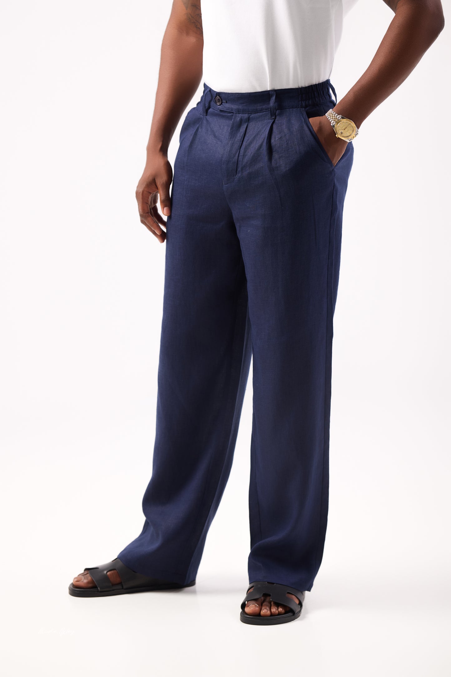Navy Blue Linen Pants