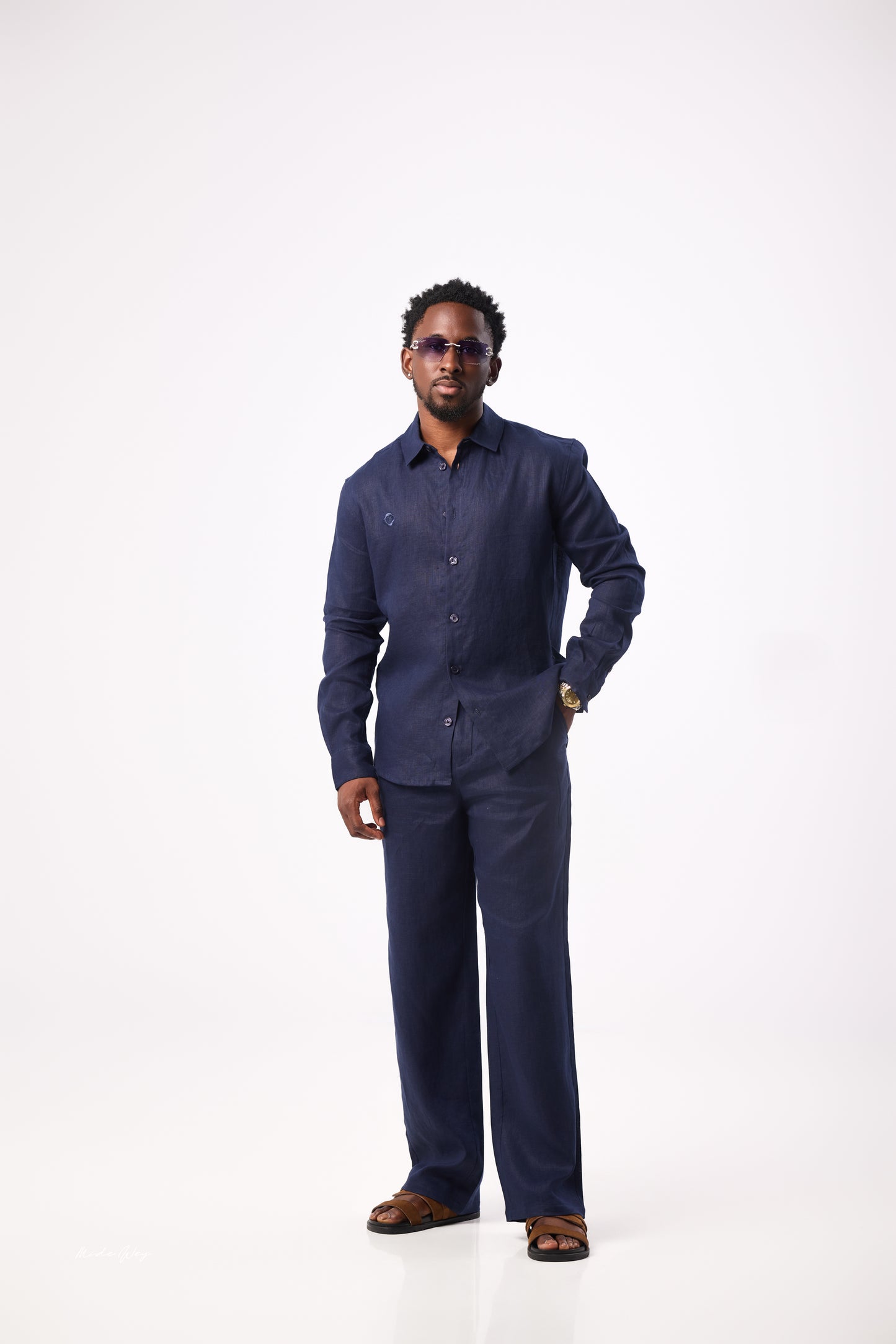 Navy Blue Linen Set