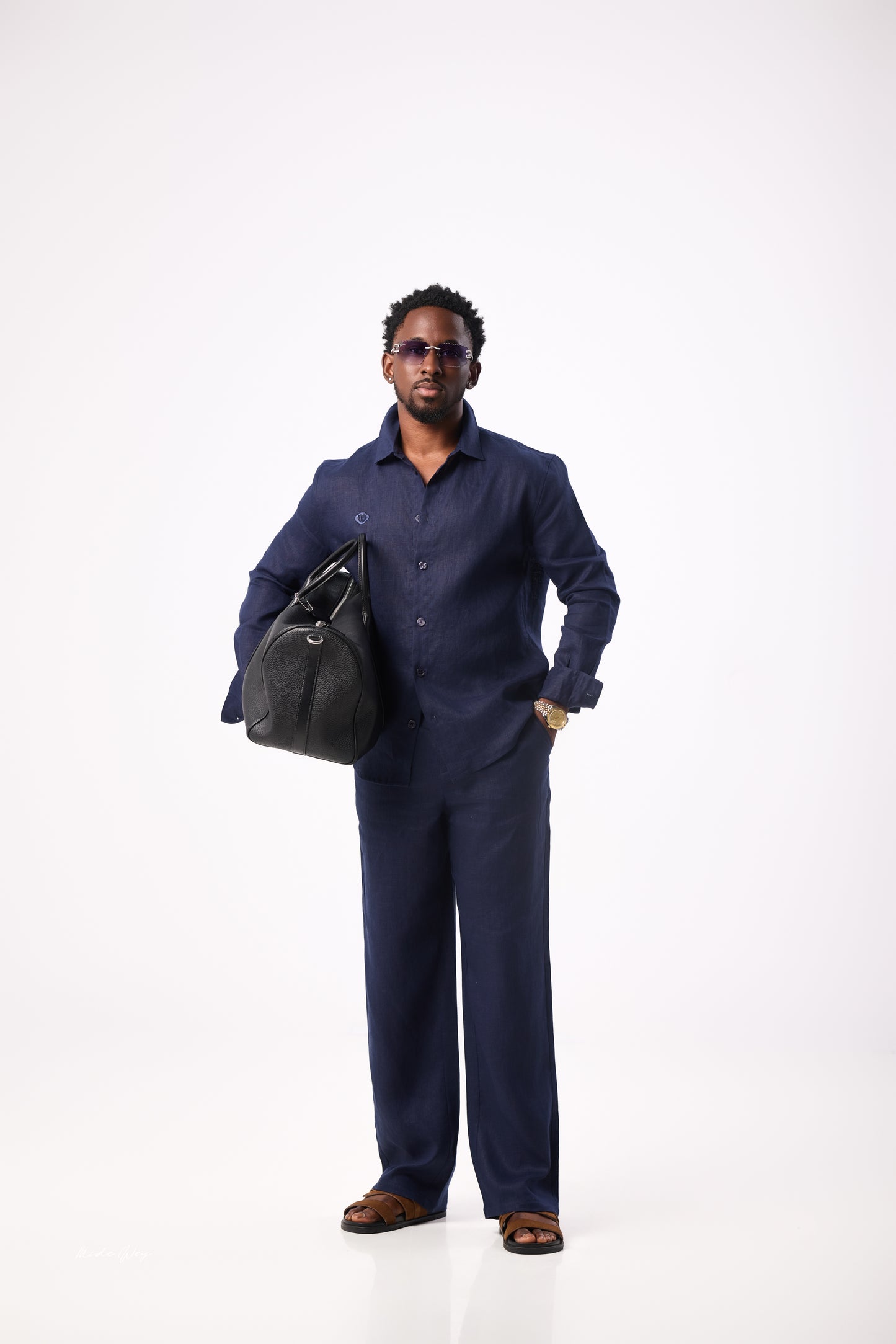 Navy Blue Linen Set