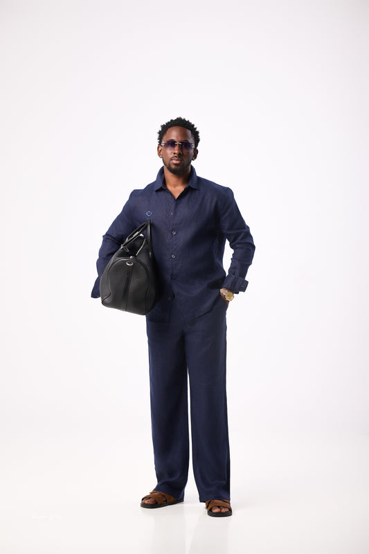 Navy Blue Linen Set
