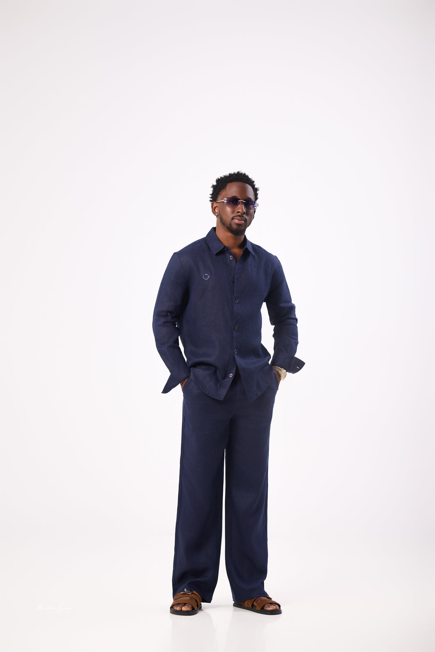 Navy Blue Linen Set