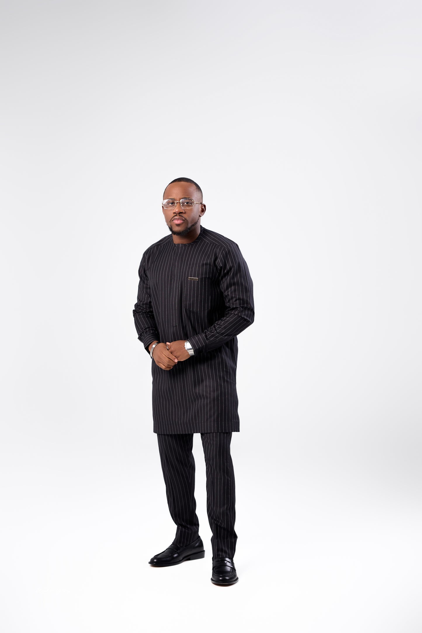 Black Pinstripe Kaftan