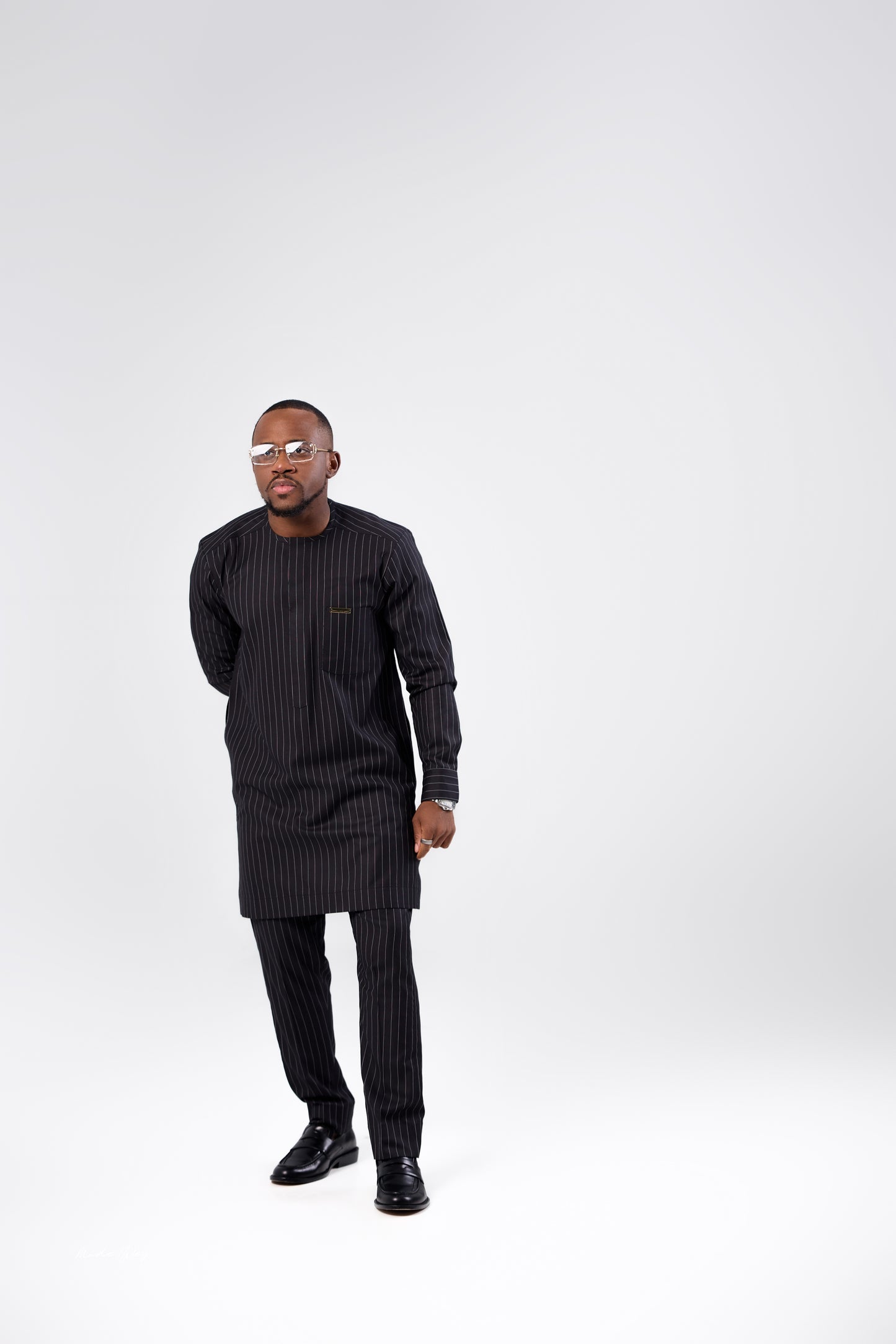 Black Pinstripe Kaftan