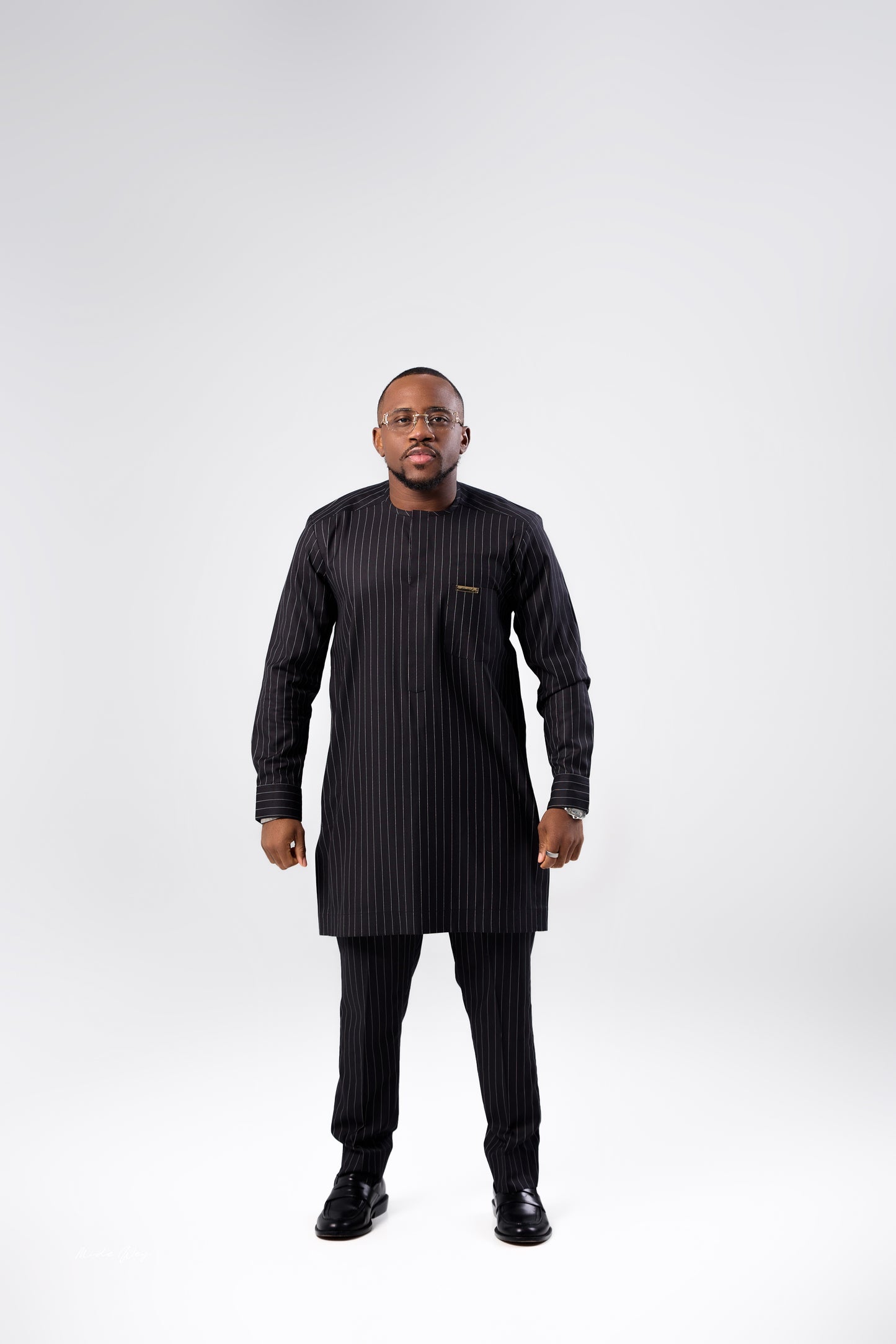 Black Pinstripe Kaftan