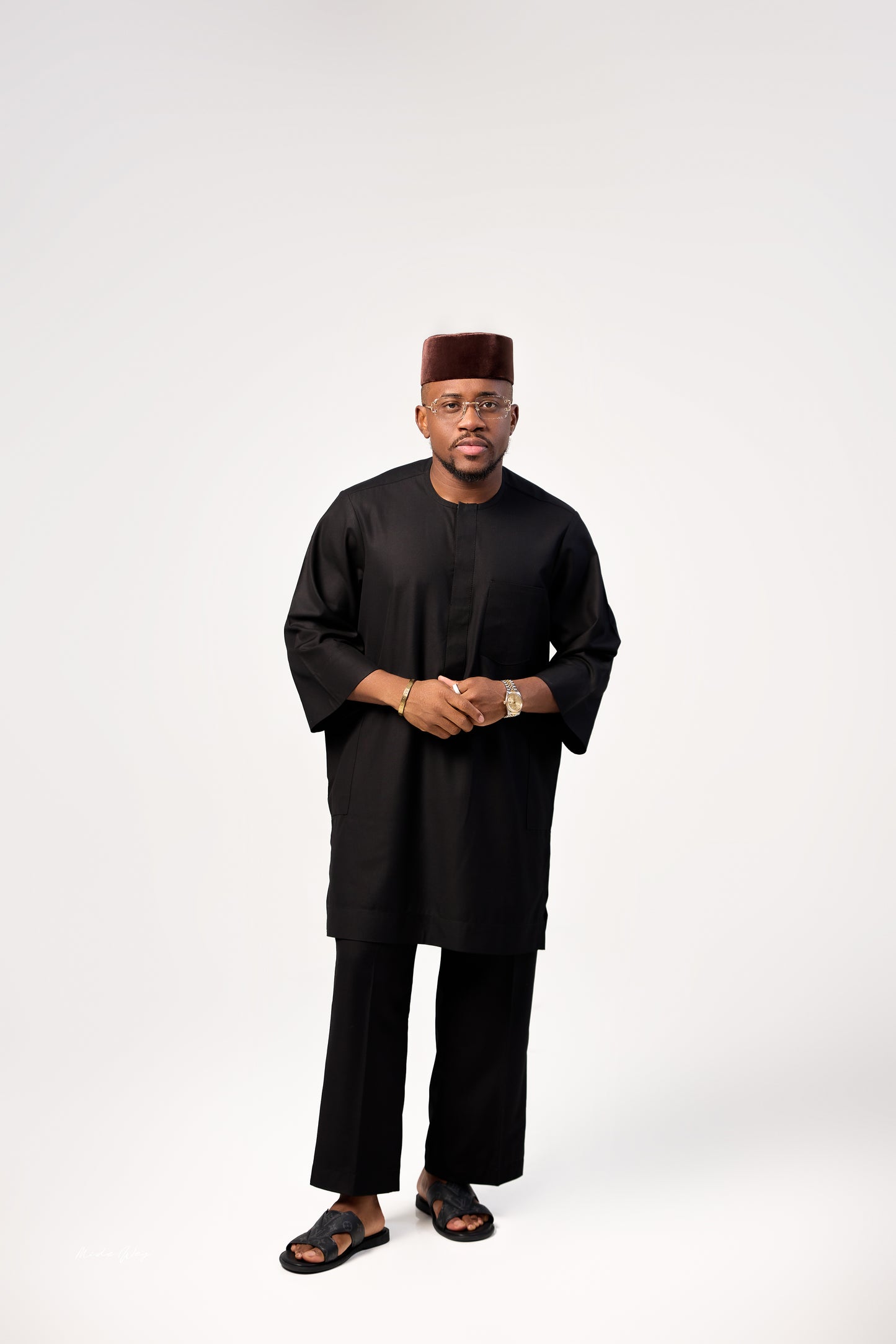 Midnight Black 3/4 Sleeve Kaftan