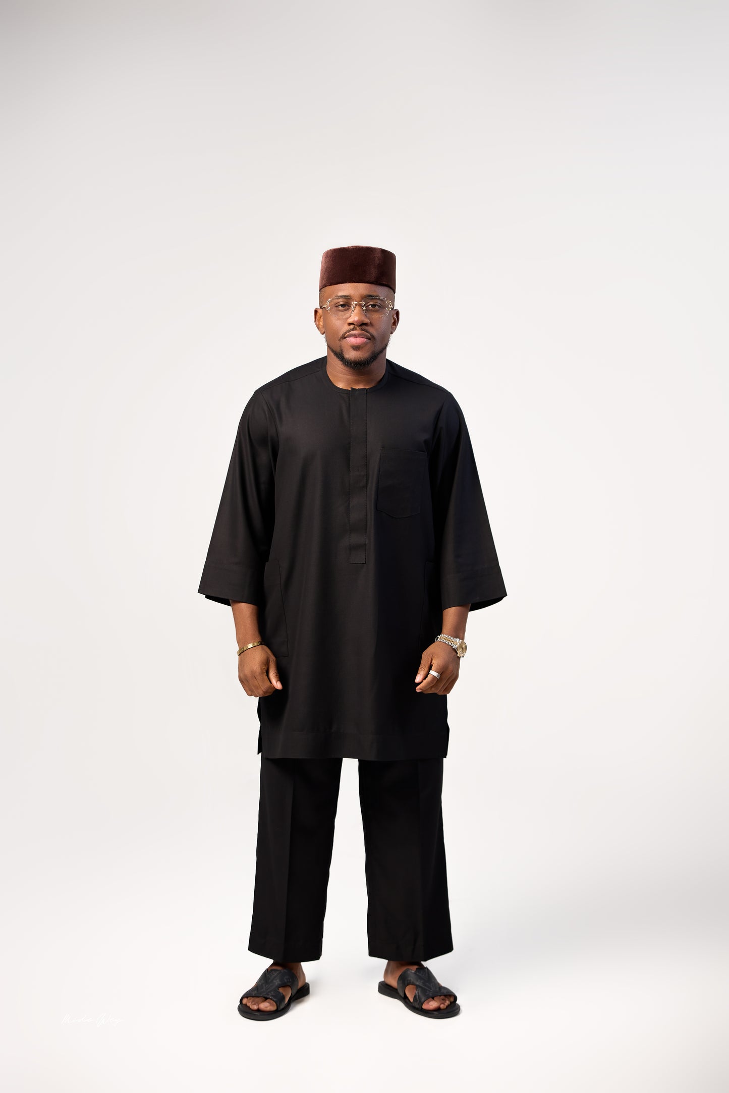Midnight Black 3/4 Sleeve Kaftan
