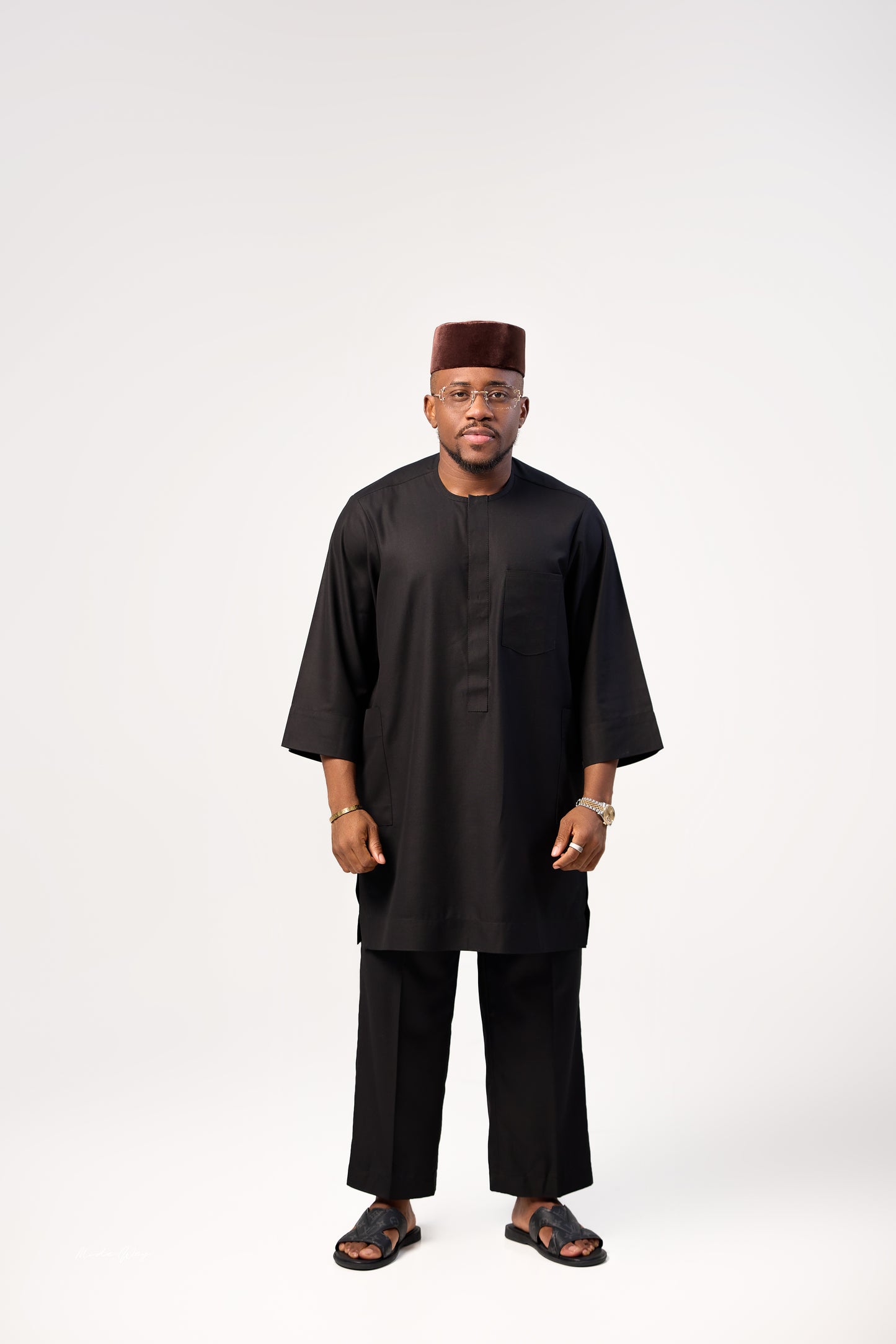Midnight Black 3/4 Sleeve Kaftan